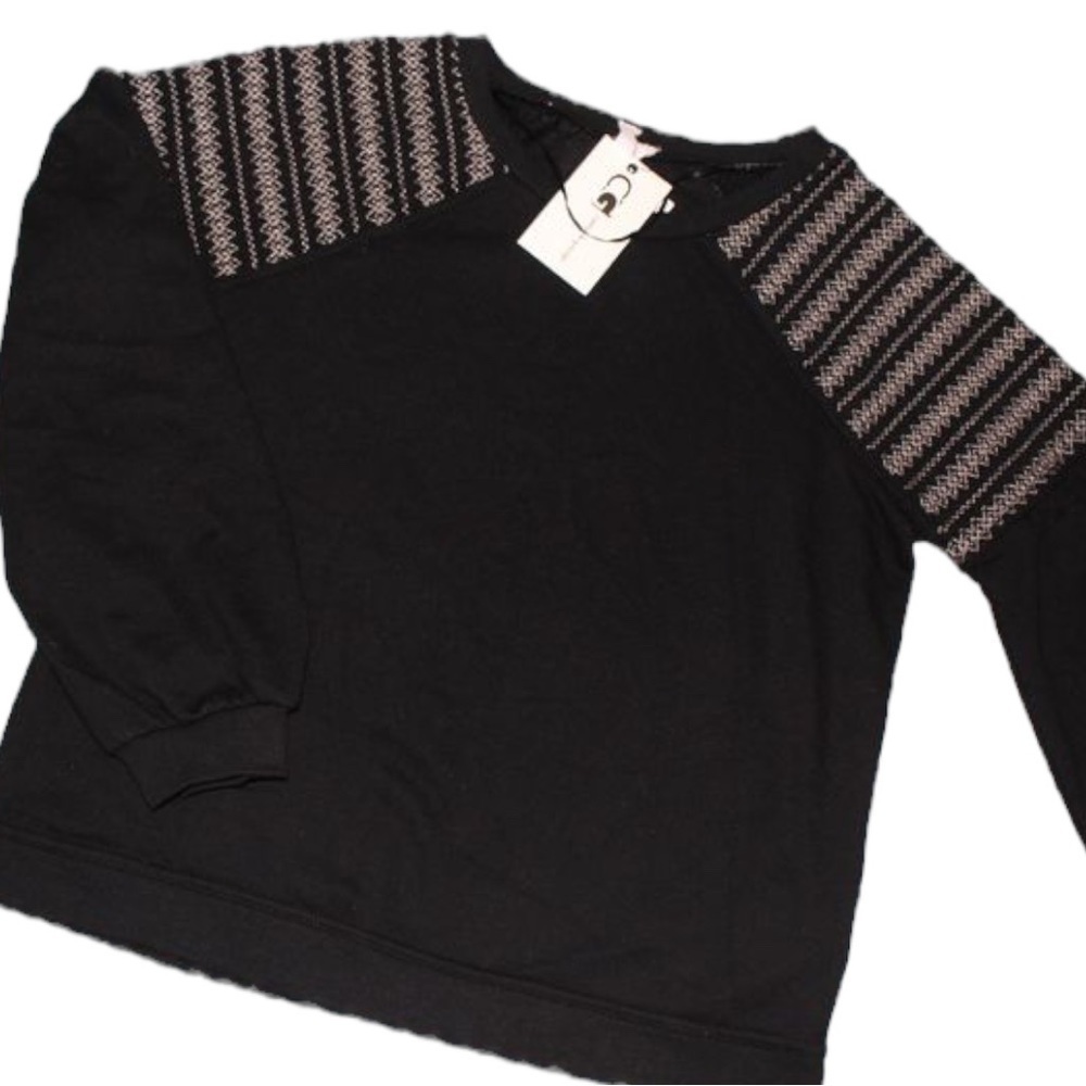 NWT Cable & Gauge BLACK Embroidered Shoulder Sweater Sweatshirt Sz S - Picture 3 of 10